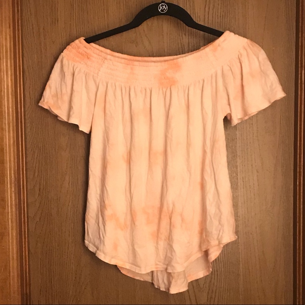 Salmon tie-dye off shoulder top
